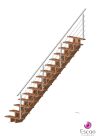 Escalier Sur Mesure, Style à Limons Centraux, Forme Droite, Structure Bois, Marches Bois sans Contremarches, Rampes à Poteaux Métal avec Lisses Inox Brossé