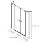 Paroi - VITTE segment de porte + segment de porte transparent avec profil noir 1701-1800x1500-1950 mm