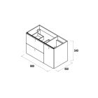 Meuble de salle de bain UNIIQ 900 droite 1 porte et 2 tiroirs et fermeture armortie TERRACOTA 897 x 540 x 450 mm