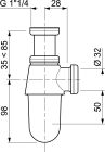 SIPHON DE LAVABO REGLABLE EN LAITON CHROME