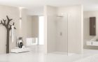 Paroi de douche a l'italienne LUNES H fixe verre transparent profile blanc - haut. 1,95m x larg. 1,27-1,28m