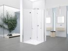 Porte de douche YOUNG 2GS acces d'angle porte pivotante et pliante cote droit verre transparent - haut. 2m x larg. 0,89-0,91m