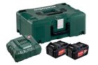 Pack energie 18 V Pack 2 Batteries 18 volts + chargeur rapide 2 x 4,0 Ah Li-Power, ASC 55, coffret Metaloc