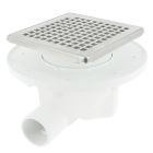 SIPHON POUR CARRELAGE SORTIE HORIZONTALE  CADRE+GR CARRE INOX 15X15
