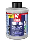 Colle PVC rigide à prise très rapide thixotrope - WDF-05® bleu transparent - bidon avec pinceau goupillon 1L