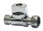 Robinet d'arrêt droit pour WC - Compact, design et fiable - M3/8' - Ecrou tournant 3/8' - Poignée 1/4 de tour - Laiton nickelé