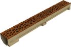 Caniveau en béton polymère avec grille fonte Voronoï couleur Corten - ACO SELF - long. 1m x larg. 100mm x haut. 95mm - classe B125