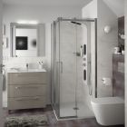 Meuble FUSSION CHROME 800 3 tiroirs  TAUPE BRILLANT 797 x 868 x 450 mm