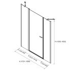 Paroi - VITTE segment avec porte + fixe en ligne transparent avec profil noir 1501-1600x1500-1950 mm