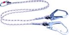 Double longe en corde tressée ø 10,5 mm, longueur 1,5 m, 3 boucles cossées + 1 am002 + 2 am022 blanc / bleu
