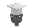 SIPHON ACO SHOWERDRAIN EASYFLOW 100x100MM PLASTIC COUV SPHERE INOX 304 BRILLANT SORTIE V GE50MM DN50