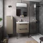 Meuble FUSSION CHROME 700 2 tiroirs  TAUPE BRILLANT 697 x 540 x 450 mm