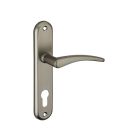 Ensemble poignée de porte Vesta aluminium brossé 165 mm à cylindre