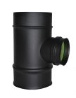 TE 90° PIQUAGE FUMEES NOIR APOLLO PELLETS Ø80/125 + TAMPON Ø80