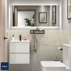 Meuble de salle de bain FUSSION LINE 500 fond 35 2 tiroirs à fermeture amortie WHITE COTTON 497 x 540 x 350 mm