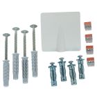 BFIXSSC - Kit complet d'installation pour radiateur électrique - Composition : - x4 vis et chevilles pour paroi pleine - x4 vis et chevilles pour paroi creuse - x4 borniers 3 entrées - x1 sortie de câble à encastrer