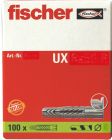 Cheville tous matériaux UX 6 x 35 R S/20 avec collerette et vis - diam. 6 mm x long. 35 mm - Boite de 25 - UX 6 x 35 R S/20 avec collerette et vis - diam. 6 mm x long. 35 mm - Boite de 25
