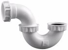 BB414 - Siphon de lavabo ou de bidet forme S - Evacuation Ø32 - Plastique blanc - Arrivée écrou prisonnier 33/42 - sortie écrou 33/42 avec joint américain pour tube de 32
