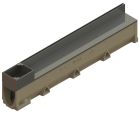 Caniveau en béton polymère avec couverture à fente + élément de visite en acier inoxydable 304L haut. 65mm - ACO SELF 100 - long. 1m x larg. 100mm x haut. 145mm - classe A15