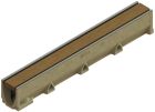 Caniveau en béton polymère avec grille inox bois chêne - SELF 100 - long. 1m x larg. 100mm x haut. 145mm - classe A15