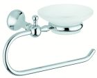 porte serviette avec porte savon en verre depoli regency chrome