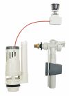Mécanisme de chasse complet pour réservoir de WC avec alimentation latérale 12/17 (3/8''), Silencieux, NF, Economie d'eau grâce à la bouble chasse 3/6L, installation facile grâce au mécansime à câble: aucun réglage nécessaire.