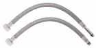Lot de 2 flexibles sanitaires acier inox spécial robinetterie - Souple, fiable et facile à raccorder - 1 flexible avec prolongateur M 10/100 et 1 flexible M 10/100 - Ecrou tournant 3/8' - Longueur : 300mm - DN8 - ACS - QB