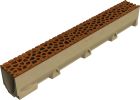 Caniveau en béton polymère avec grille fonte Voronoï couleur Corten - ACO SELF - long. 1m x larg. 100mm x haut. 145mm - classe B125