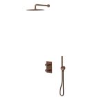 FACADE DOUCHE THERMOSTATIQUE 2 SORTIES PIEGA OR ROSE BROSSE