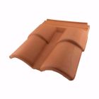 Double de rive sous-faitiere Romane Canal terre cuite Vieilli Occitan - long. 44,9 cm x larg. 40,2 cm