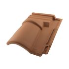 Sous-faitiere trois-quart pureau Romane Canal terre cuite Vieilli Gascogne - long. 35,4 cm x larg. 28,2 cm