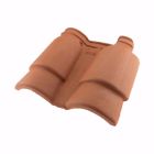 Double de rive de raccordement trois-quart pureau Romane Canal terre cuite Rouge Naturel - long. 34,1 cm x larg. 40 cm