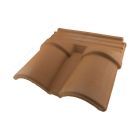 Double de rive sous-faitiere trois-quart pureau Romane Canal terre cuite Brun Rustique - long. 35 cm x larg. 38,1 cm