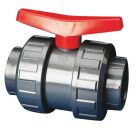 Vanne a sphere PVC a visser - FF 3/4' - Embouts taraudes - Passage integral - Corps en PVC - Double joints toriques EPDM - Manette papillon polyamide 6