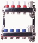 SOMATHERM FOR YOU - Ensemble complet de 2 collecteurs inox debitmetres integres pour Plancher Chauffant - 4 departs - Tout inox pour faciliter la maintenance - Supports fixation fournis - Livre pre-monte