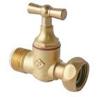 SOMATHERM FOR YOU - Robinet d'arret droit pour WC - Compact, design et fiable - M3/8' - Ecrou tournant 3/8' - Tete a clapet - Laiton brut