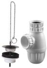 SOMATHERM FOR YOU - BB400 - Siphon de lavabo reglable Ø32mm - NF - Hauteur reglable de 132 a 188 mm - Bouchon PVC noir Ø40/45 - Chainette chomee de 300mm