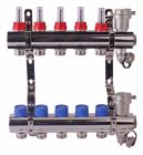 SOMATHERM FOR YOU - Ensemble complet de 2 collecteurs laiton chrome debitmetres integres pour Plancher Chauffant - 5 departs - Corps en laiton pour une meilleure durabilite - Finition chromee - Supports fixation fournis - Livre pre-monte