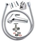 SOMATHERM FOR YOU - Kit complet pour WC raccord douchette fournie. - Robinet arret laiton chrome equerre 3 voies pour WC presse-etoupe - M3/8' - Erou tournant 3/8' - M1/2' - Tete a clapet + Douchette ABS + Flexible 1,2m + Support fixation murale