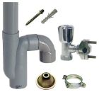 SOMATHERM FOR YOU - Kit d'installation pour 1 machine a laver - Kit contenant 1 Robinet de machine a laver auto-perceur en laiton chrome + 1 Siphon a sortie verticale avec ses accessoires de fixation