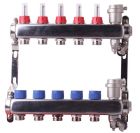 SOMATHERM FOR YOU - Ensemble complet de 2 collecteurs inox debitmetres integres pour Plancher Chauffant - 5 departs - Tout inox pour faciliter la maintenance - Supports fixation fournis - Livre pre-monte