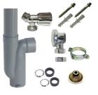 SOMATHERM FOR YOU - Kit d'installation pour 1 machine a laver - Kit contenant 1 robinet de machine a laver standard a clapet en laiton chrome + 1 applique + 1 siphon a sortie horizontale + les accessoires de fixation