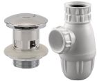 SOMATHERM FOR YOU - BB403 - Bonde clic clac pour 33/42 et siphon de lavabo - Bonde secable abs a clapet rentrant pour tout type de lavabo - Hauteur 100mm