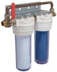 AQUAWATER - 104041 - Station filtre double avec cartouches de filtration et anticalcaire/ anticorrosion - Facilite de raccordement inegalee - Duree des cartouches : 24 mois