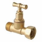 Robinet de WC droit à potence avec presse-étoupe - laiton brut - M12/17 - Ecrou tournant 12/17