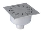siphon de sol inox sort.Vert GE50mm 200x200 ø63 mm trous oblongs 15kN microbillé