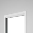 Kit pour porte verre simple vantail système de fixation et d'habillage en MDF hydro enrobé blanc RAL9010 630-1030mm