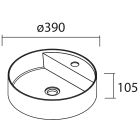 Vasque à poser BICA sans siphon ni bonde de vidage clic-clac SOLID SURFACE BLANC MAT Ø 390 x 105 mm