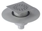 siphon de sol inox sort.Vert téléscopique GE50mm 150x150 ø50 mm trous ronds 3 Kn