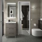 Meuble FUSSION CHROME 600 3 tiroirs  TAUPE BRILLANT 598 x 868 x 450 mm